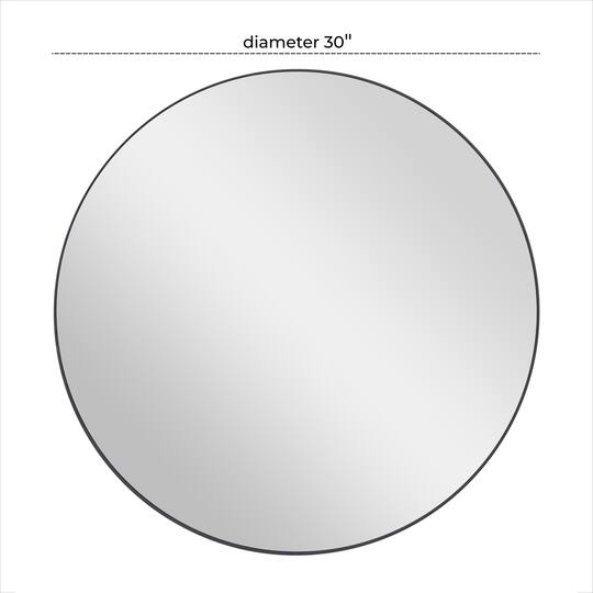 Black Contemporary Wall Mirror, 30" x 1" x 30"